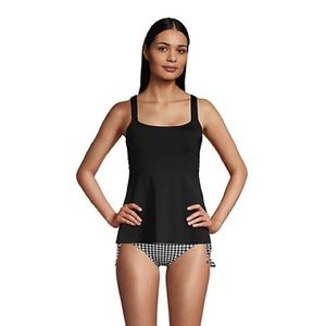 * NWT * Land's End Scoop Neck Tankini Top, Adjustable Straps, Black, Size L